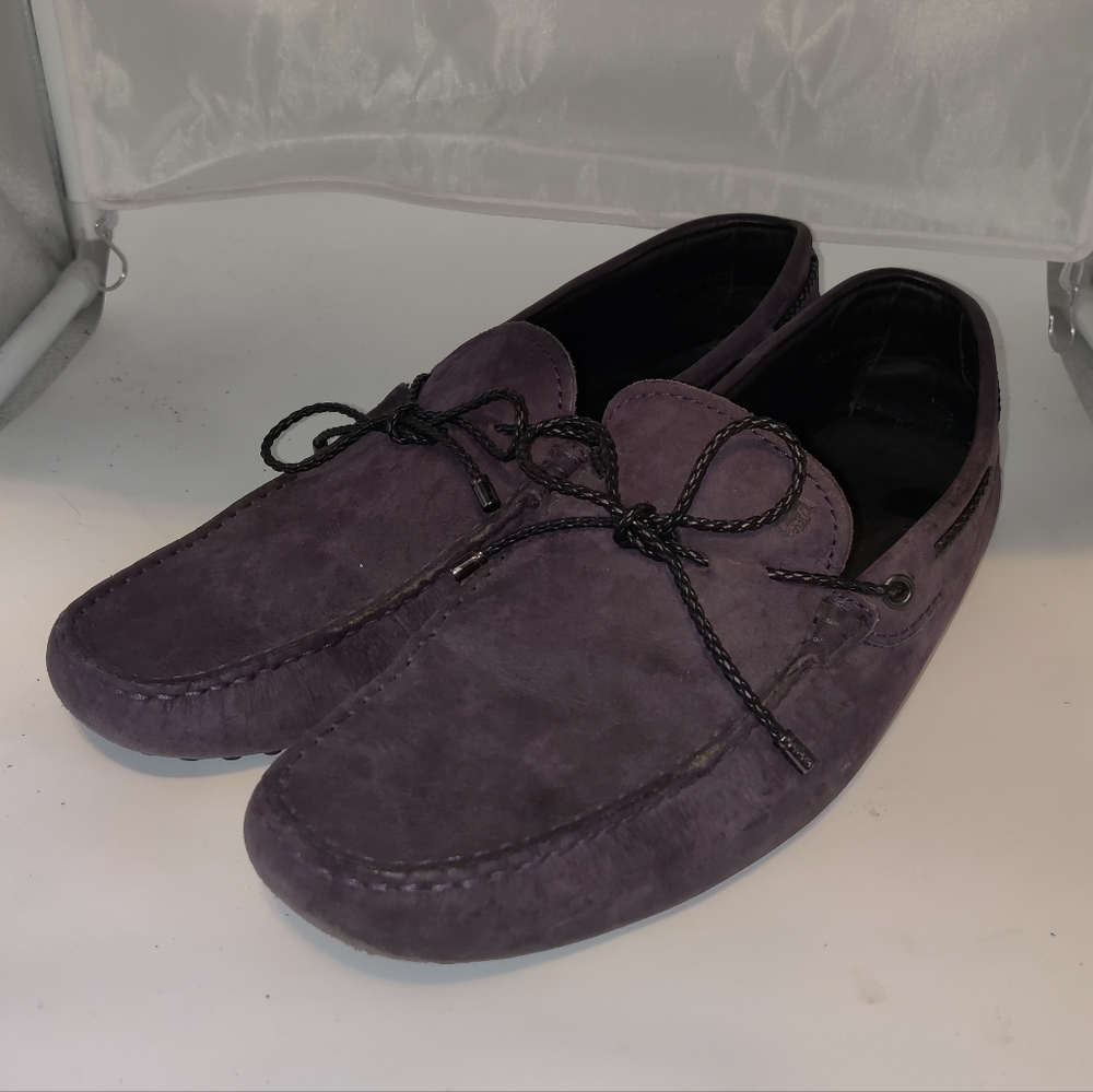 Tods Gommino Purple Suede Driving Moccasins. Sz 9